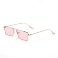 Vintage small rectangular sunglasses featuring a gold metal frame and light pink lenses - Light Pink