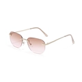 Frameless square sunglasses with pink gradient lenses and gold engraved temples - Tea Pink