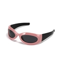 Occhiali da sole ovali oversize Y2K con montatura rosa e stanghette nere - Rosa