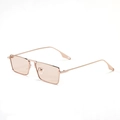 Vintage small rectangular gold metal frame sunglasses with gradient tinted lenses. - Light Tea
