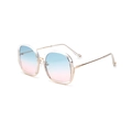 Occhiali da sole a giorno con montatura in metallo dorato e lenti sfumate blu e rosa - Lente Blu Rosa Trasparente