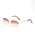Gafas de sol retro sin montura con lentes degradadas rosa té y patillas doradas - Té Rosa