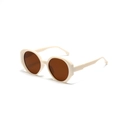 Occhiali da sole poligonali chic con montura bianco panna e lenti marroni stile moderno - Montatura Beige Lente Tè