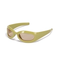 Occhiali da sole Y2K oversize con montura verde avocado e lenti marroni - verde oliva