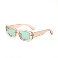 Occhiali da sole quadrati vintage con montatura marrone chiaro e lenti verdi - Verde Tè
