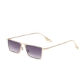 Vintage gold metal rectangular small frame sunglasses with purple gradient lenses - Purple Grey