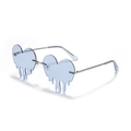 Frameless heart-shaped sunglasses with light blue lenses and silver metal temples - Light Blue