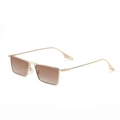 Gold metal small square frame sunglasses with gradient brown lenses for a retro look - Gradient Tea