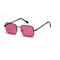 Occhiali da sole quadrati in metallo con montatura nera e lenti color rosa scuro - Montatura nera lenti rosse
