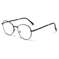 Gafas redondas clásicas con montura de metal negro estilo vintage para hombre y mujer - Negro
