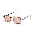 Occhiali da sole vintage quadrati in metallo con lenti rosa chiaro e montatura nera - Montatura Nera Lenti Tè Chiaro