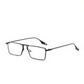 Minimalist black rectangular metal frame eyeglasses designed for a sleek professional look - Black Frame Clear Lens