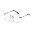 Frameless square sunglasses with golden chain metal temples and transparent lenses - Light Blue
