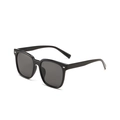 Lunettes de soleil hip-hop carrées avec monture noire brillante et rivets - Noir Brillant / Gris