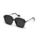 Klassische schwarze quadratische Sonnenbrille mit Silbernieten und Metallbügeln - Glänzendes Schwarz / Grau