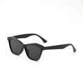 Gafas de sol negras con montura geométrica irregular y lentes oscuras para adultos - Negro Brillante / Gris
