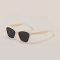 Fashionable cream cat-eye sunglasses for women with dark UV-protective lenses - Beige Frame Grey Lens
