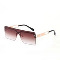 Frameless oversized square sunglasses with gradient brown lenses and gold metal temples - Gradient Tea