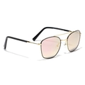 Square gold aviator sunglasses with pink gradient lenses and double bridge design - Sakura Pink