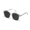 Quadratische Mode-Sonnenbrille mit transparentem Rahmen und dunkelgrauen Gläsern - Grauer Rahmen Graue Linse