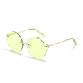 Lunettes de soleil rondes sans monture avec verres verts ondulés et branches dorées - Vert Fluorescent