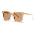 Square oversized sunglasses with beige frames and gold metal rivets for a premium look - Beige