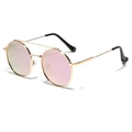 Occhiali da sole retrò a doppio ponte con lenti a specchio rosa e montatura in oro unisex - Viola Argento