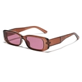Retro translucent brown rectangular sunglasses with light purple tinted lenses - Cold Brown/Purple Lens
