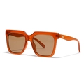 Modern square oversized sunglasses with orange frames and brown lenses for women - Orange Frame Dark Green Lens