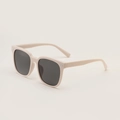 Lunettes de soleil carrées oversize avec monture crème et rivets métalliques élégants - Monture Beige Verre Gris