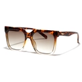 Oversized square tortoise sunglasses with gradient brown lenses and gold metal accents - Tortoise