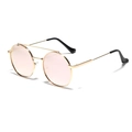 Occhiali da sole retrò in metallo a doppio ponte con lenti rosa rotonde e montatura oro - Rosa Sakura