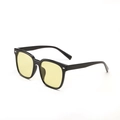 Square hip hop sunglasses with black frame, yellow lenses, and silver rivet accents - Black Frame Yellow Lens