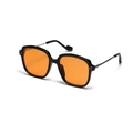 Fashionable square sunglasses featuring black frame and transparent orange lenses - Black Frame Orange Lens