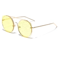 Oversize Sonnenbrille mit goldenem Metallrahmen, Doppelsteg und gelben Glitzergläsern - Gelb