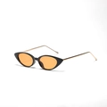 Lunettes de soleil œil de chat, monture noire, verres orange et fines branches dorées - Monture Noire Verres Oranges