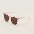 Square oversized hip hop sunglasses with pink translucent frame and brown lenses - Tea Frame Tea Lens