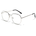 Classic silver metal square large frame glasses with retro polygonal design for men and women - Silver