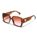 Oversized square tortoiseshell sunglasses with gradient lenses and gold temple accents - Tortoiseshell / Tea Pink Gradient