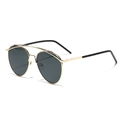 Occhiali da sole aviator classici con montatura in metallo dorato e lenti grigio scuro a 45 gradi - Nero