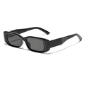 Classic black square frame sunglasses with wide temples and dark lenses for men and women - Bright Black / Gray