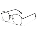 Classic square black metal frame glasses with minimalist polygon retro design for men and women - Black