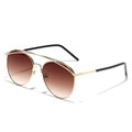 Classic aviator sunglasses with gold double-bridge metal frame and brown gradient lenses - Brown
