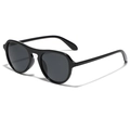 Occhiali da sole aviator oversize neri con lenti grigio scuro vista laterale a 45 gradi - Nero