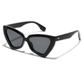 Occhiali da sole cat-eye neri oversize con montatura lucida e dettagli in rivetti d'oro - Nero Lucido/Lenti Grigie