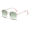 Occhiali da sole chic in metallo oro rosa con montatura a rombo e lenti verdi sfumate - Verde Scuro