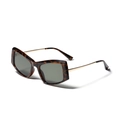 Oversize Cat-Eye Sonnenbrille in Schildpatt-Optik mit grünen Gläsern und Goldbügeln - Schildpatt/Dunkelgrüne Gläser