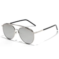 Occhiali da sole aviator in metallo argento con lenti a specchio e doppio ponte - Argento Specchiato