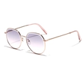 Lunettes de soleil polygonales en métal or rose avec verres dégradés roses - Violet Rose