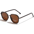 Gafas de sol polarizadas cuadradas TR90 con protección UV400 y montura metálica fina - Té Mate